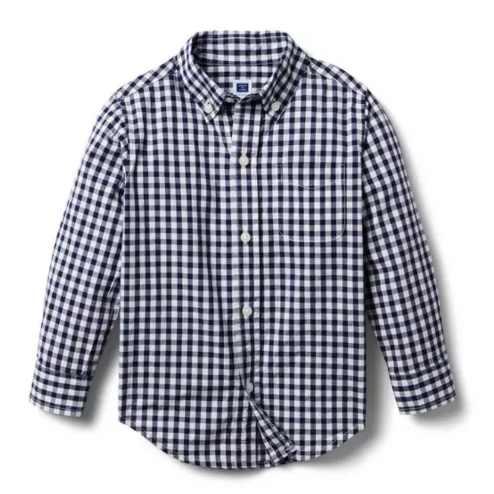 Janie and Jack Navy and White Gingham Button-Down Shirt Size 18 MO - 24 MO